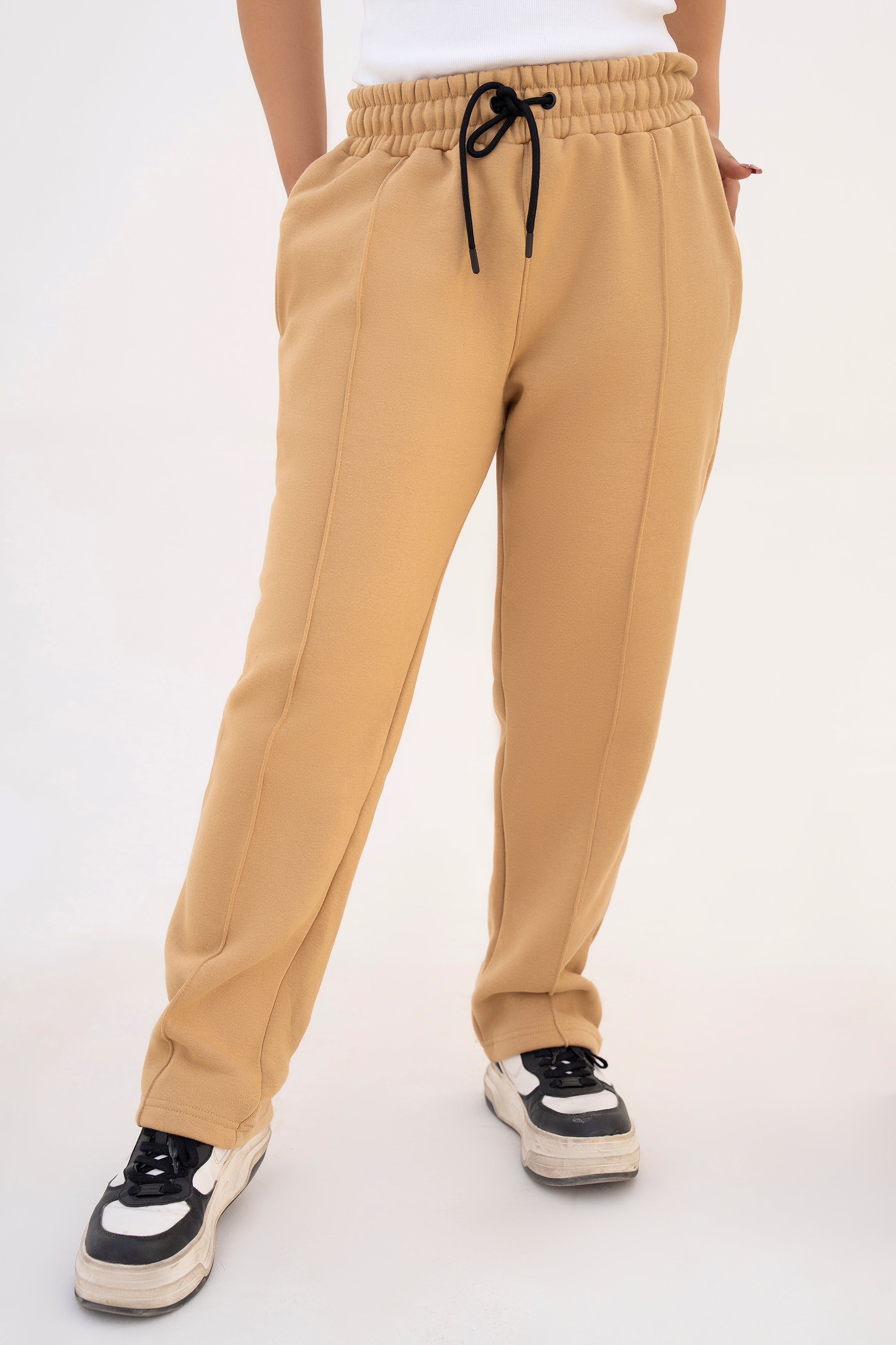 BEIGE - PLEATED STRAIGTH TROUSER